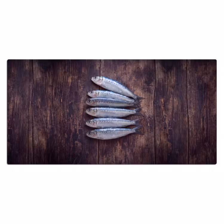 Bureau onderlegger - Vis - Hout - Eten - Vis - Hout - Eten Muismat XXL klein