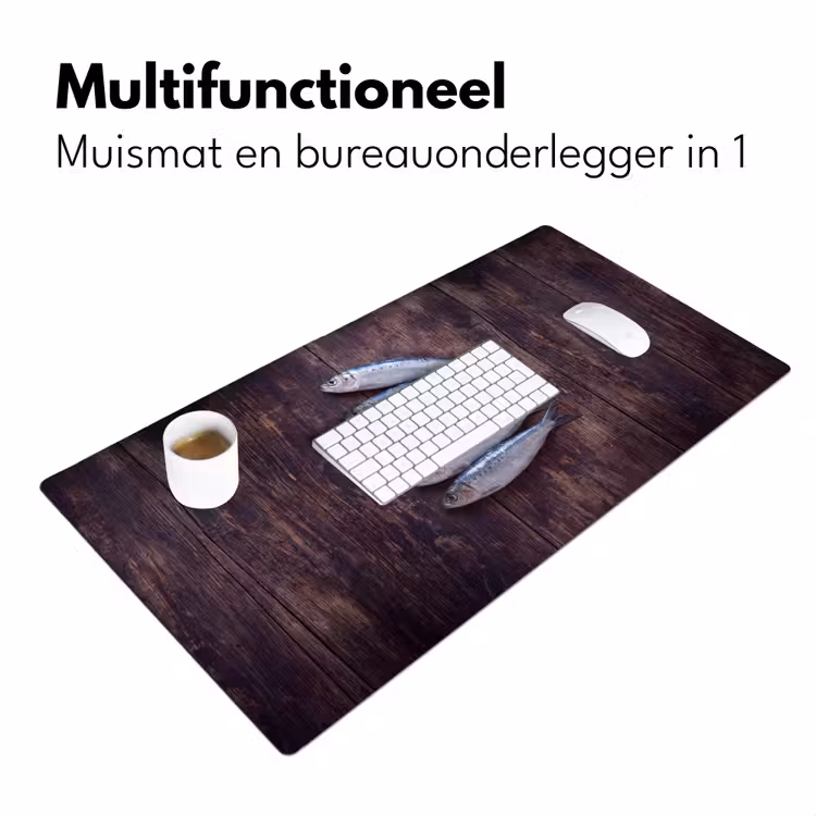 Bureau onderlegger - Vis - Hout - Eten - Vis - Hout - Eten Muismat XXL klein
