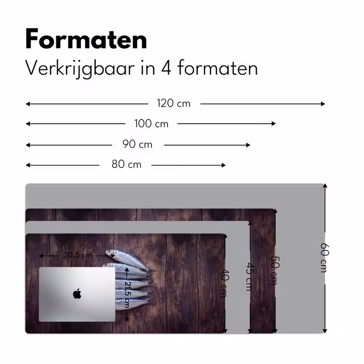 Bureau onderlegger - Vis - Hout - Eten - Vis - Hout - Eten Muismat XXL klein