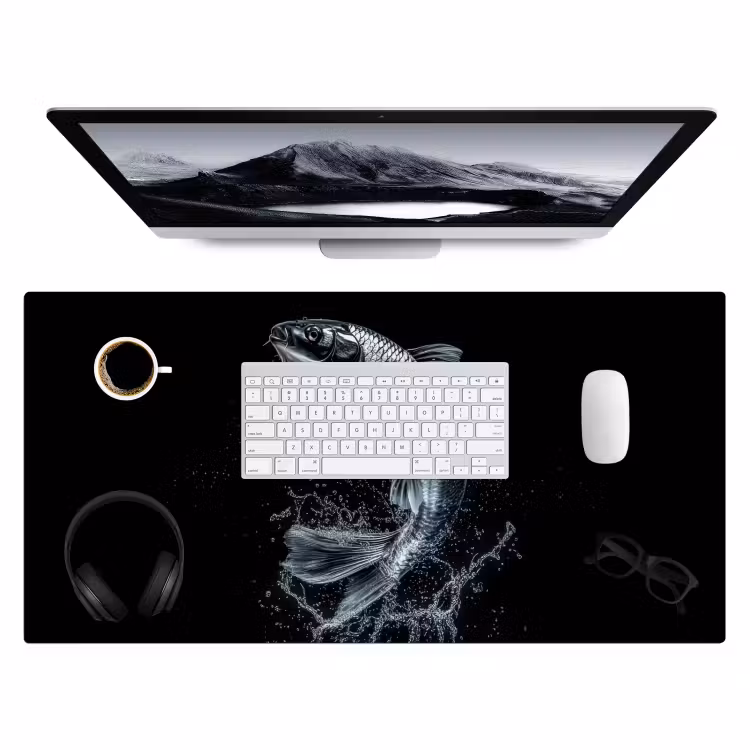 Vis - Koi - Zwart - Water Muismat XXL klein -3d