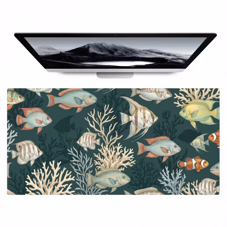 Vis - Koraal - Onderwater - Illustratie Muismat XXL klein -zzz3d