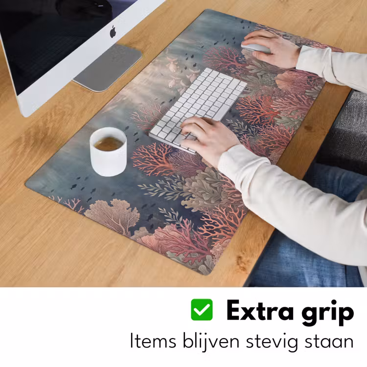 Vis - Koraal - Onderwater - Illustratie - Vintage Muismat XXL klein -sfeer3
