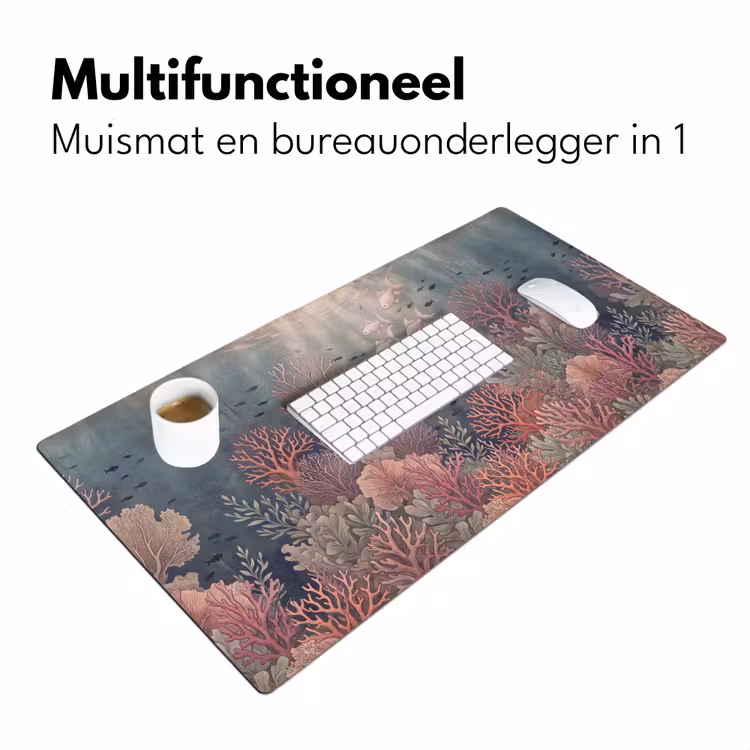 Vis - Koraal - Onderwater - Illustratie - Vintage Muismat XXL klein -sfeer4