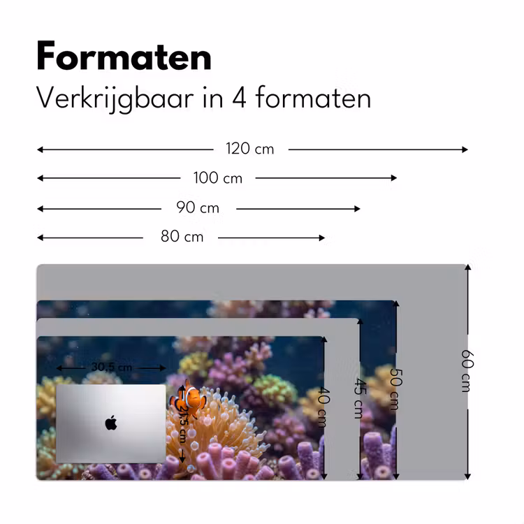 Vis - Koraal - Onderwater - Oranje - Dieren Muismat XXL klein -sfeer5