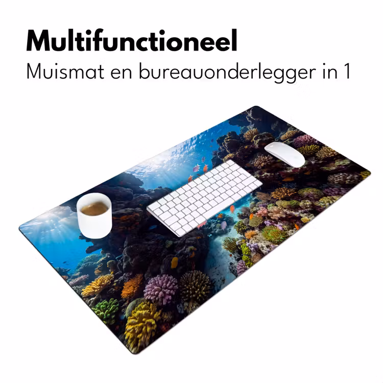 Vis - Koraalrif - Onderwater - Levendig - Blauw Muismat XXL klein -sfeer4