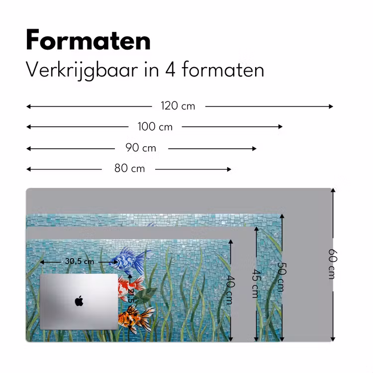 Vis - Mozaïek - Onderwater - Kleurrijk - Dieren Muismat XXL klein -sfeer5