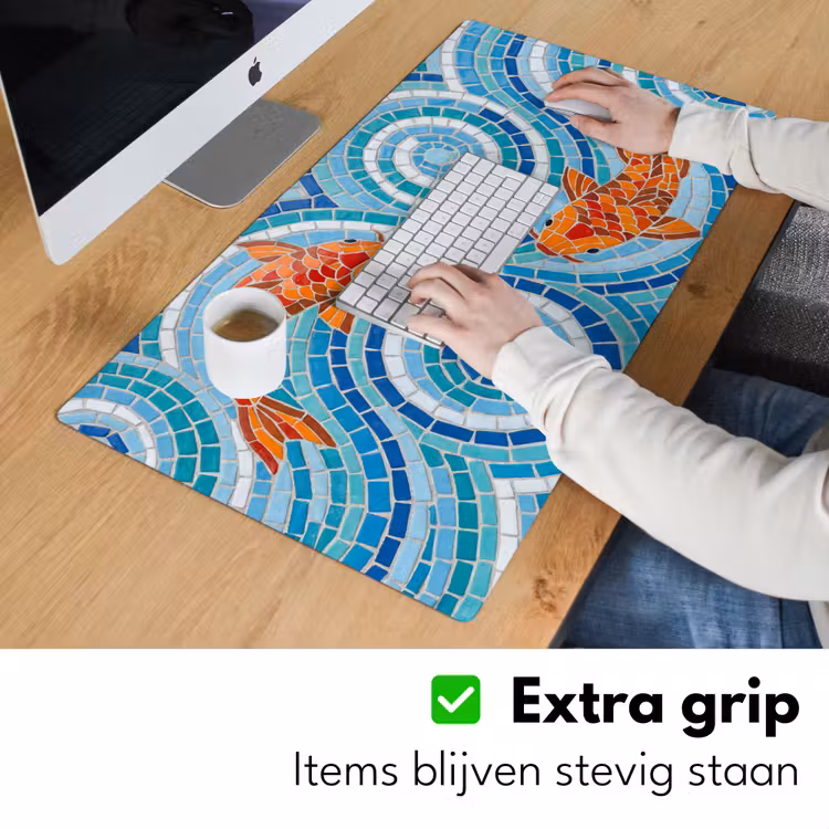 Vis - Mozaïek - Water - Decoratief - Blauw Muismat XXL klein -sfeer3