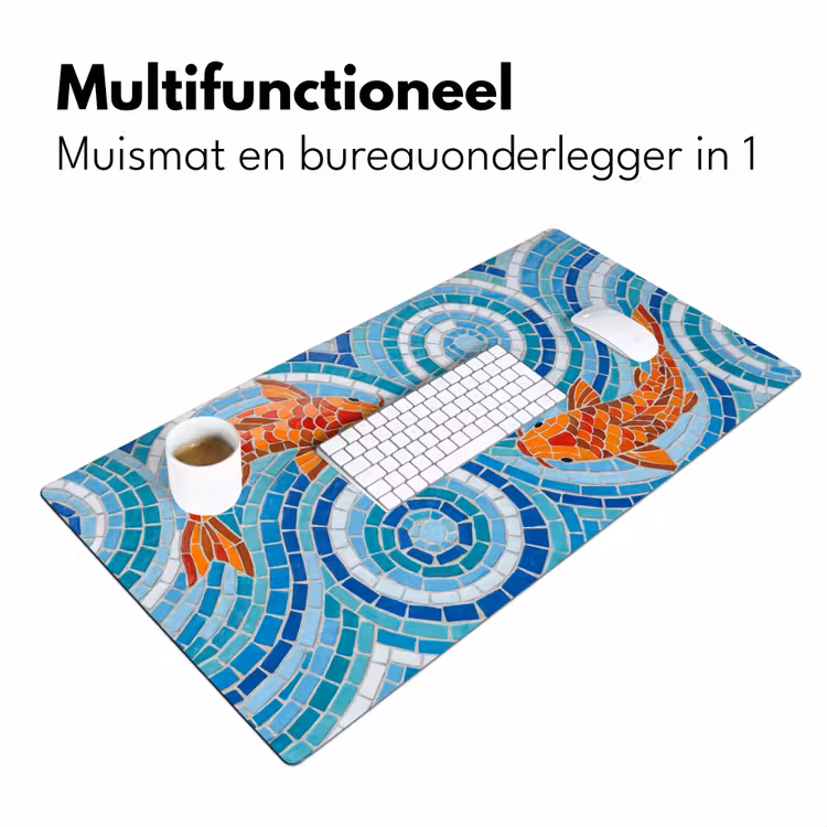 Vis - Mozaïek - Water - Decoratief - Blauw Muismat XXL klein -sfeer4