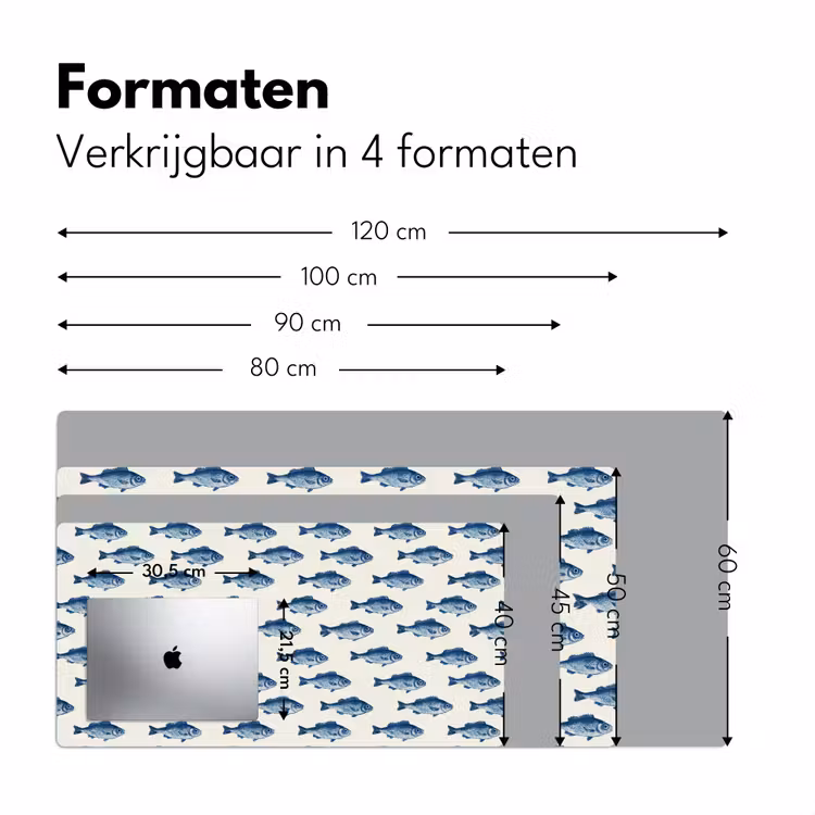 Vis - Patroon - Blauw Muismat XXL klein 681 -sfeer5