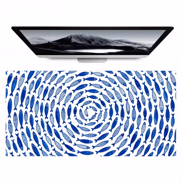 Vis - Patroon - Onderwater - Abstract - Blauw Muismat XXL klein -zzz3d