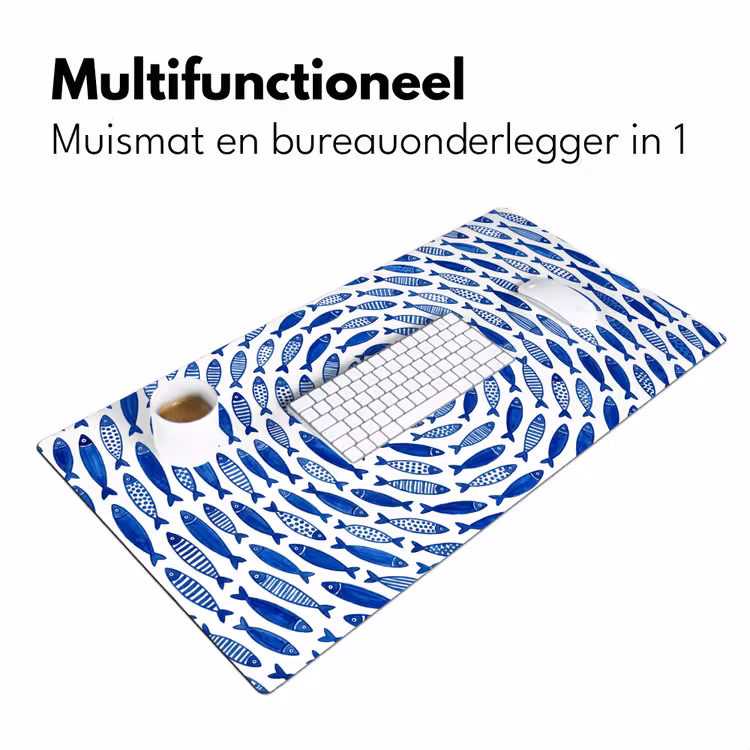 Vis - Patroon - Onderwater - Abstract - Blauw Muismat XXL klein -sfeer4