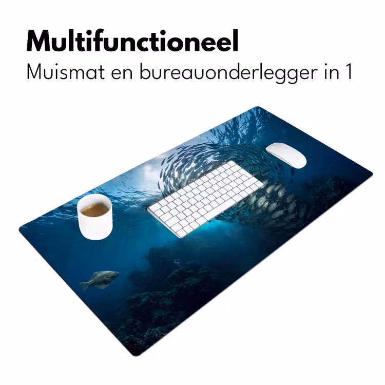 Vis - School - Oceaan - Natuur - Blauw Muismat XXL klein -sfeer4