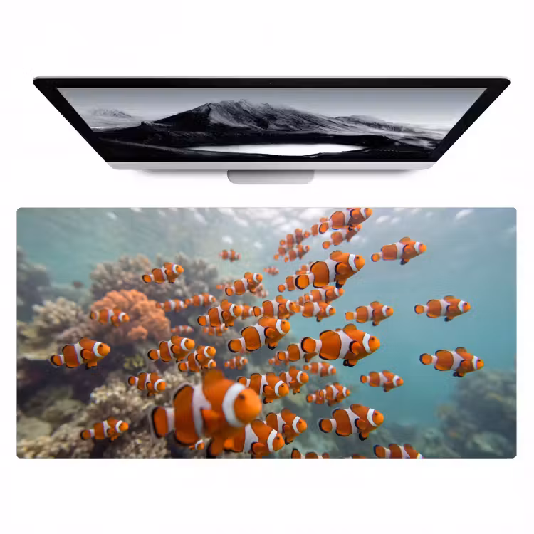 Vis - School - Onderwater - Dieren - Oranje Muismat XXL klein -zzz3d