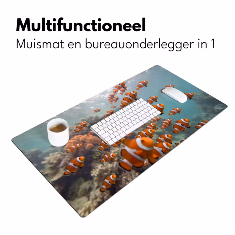 Vis - School - Onderwater - Dieren - Oranje Muismat XXL klein -sfeer4