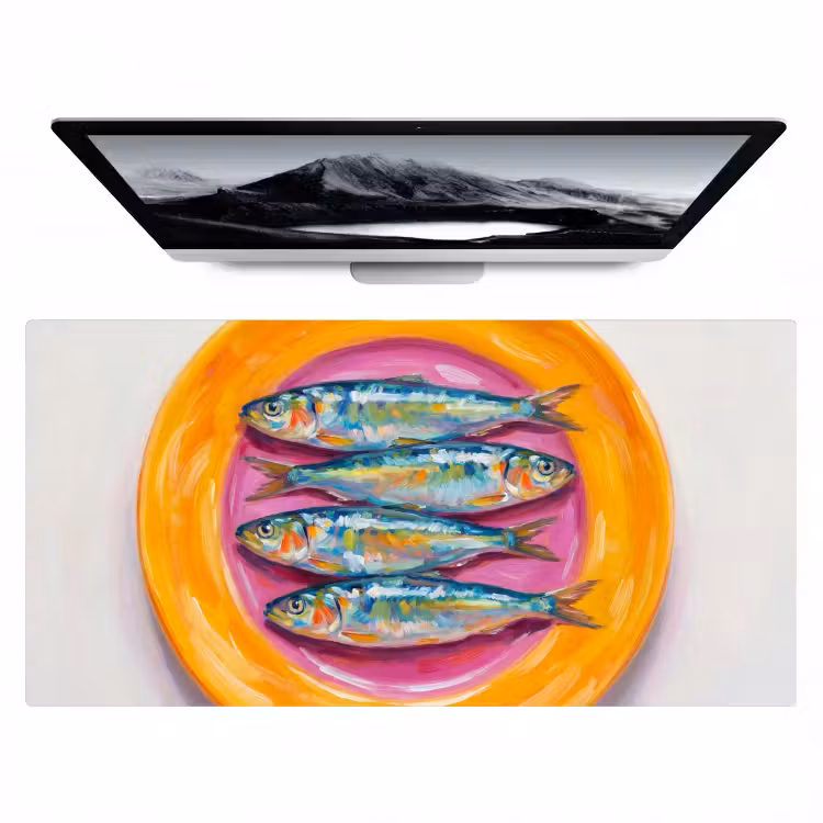 Vis - Vier - Eten - Modern - Kleurrijk Muismat XXL klein -zzz3d