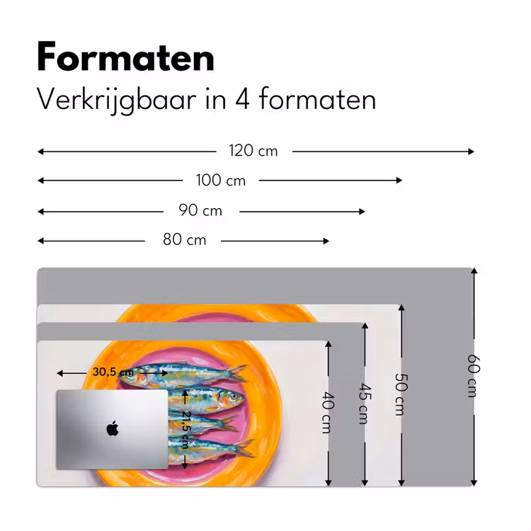 Vis - Vier - Eten - Modern - Kleurrijk Muismat XXL klein -sfeer5
