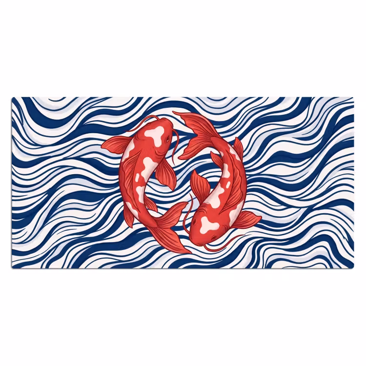 Vis - Water - Natuur - Illustratie - Rood Muismat XXL klein -3d_leeg