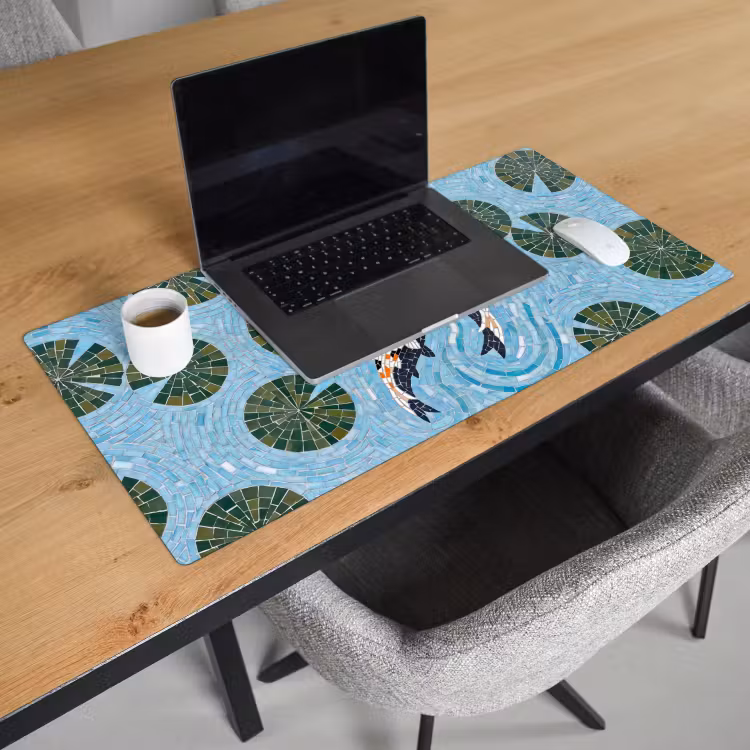 Vis - Water - Natuur - Mozaïek - Blauw Muismat XXL klein -sfeer1