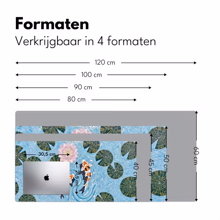 Vis - Water - Natuur - Mozaïek - Blauw Muismat XXL klein -sfeer5