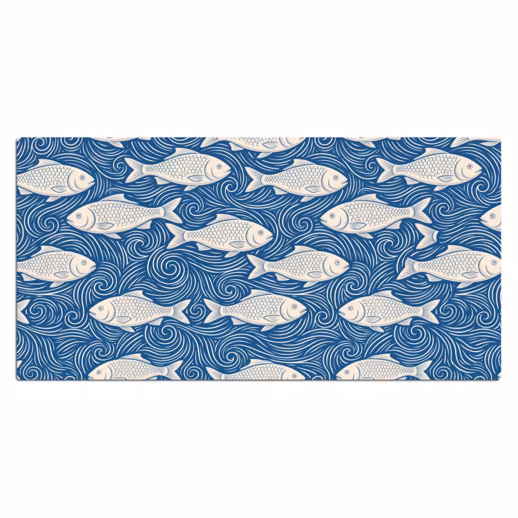 Vis - Water - Patroon - Grafisch - Blauw Muismat XXL klein -3d_leeg