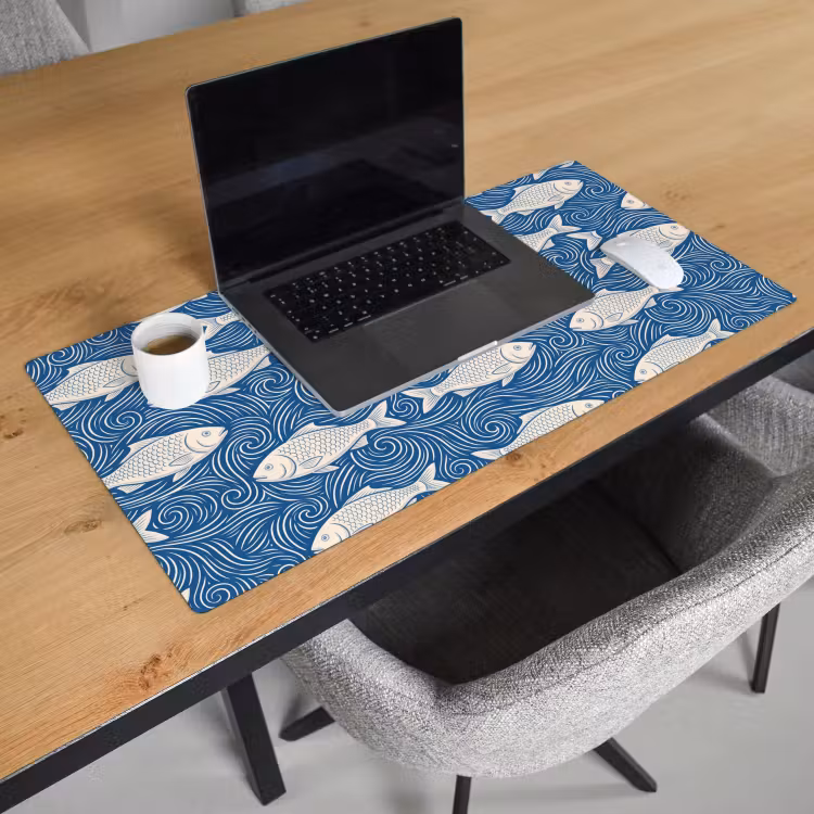 Vis - Water - Patroon - Grafisch - Blauw Muismat XXL klein -sfeer1