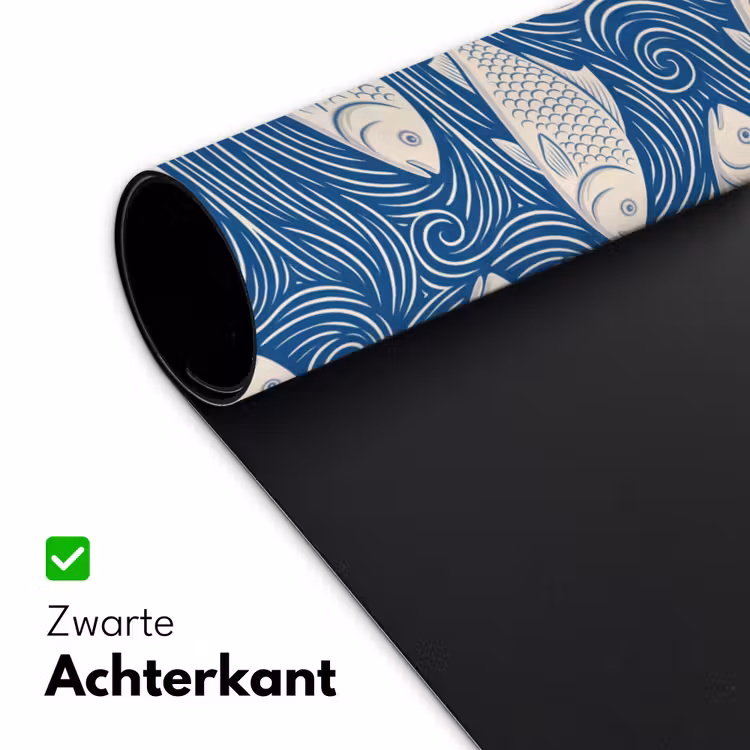 Vis - Water - Patroon - Grafisch - Blauw Muismat XXL klein -sfeer2