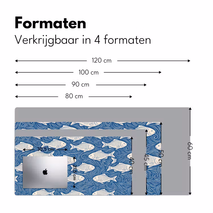 Vis - Water - Patroon - Grafisch - Blauw Muismat XXL klein -sfeer5
