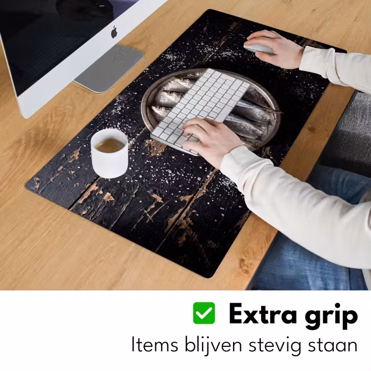Bureau onderlegger - Vis - Zout - Eten - Vis - Zout - Eten Muismat XXL klein