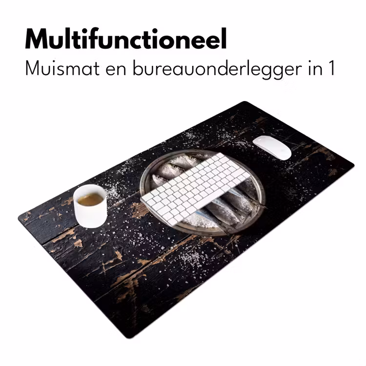 Bureau onderlegger - Vis - Zout - Eten - Vis - Zout - Eten Muismat XXL klein