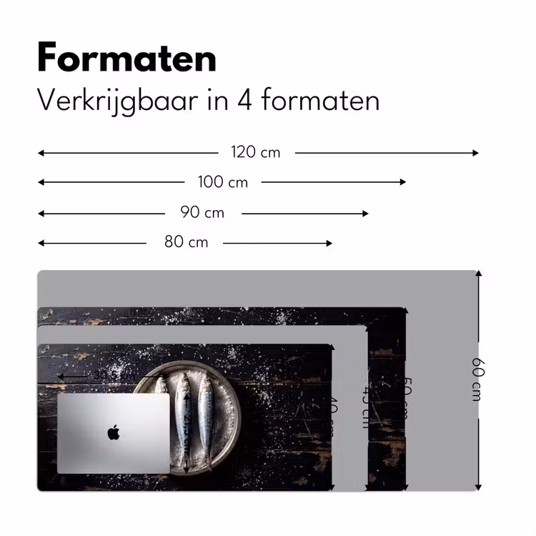 Bureau onderlegger - Vis - Zout - Eten - Vis - Zout - Eten Muismat XXL klein