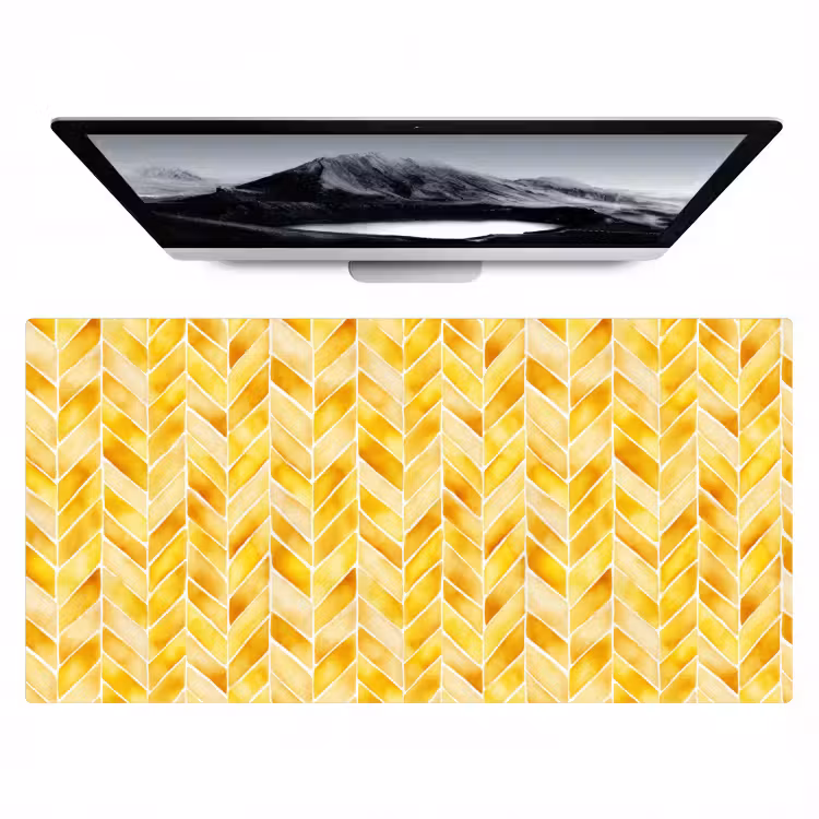 Visgraat - Aquarel - Patronen - Goudgeel Muismat XXL klein 681 -zzz3d