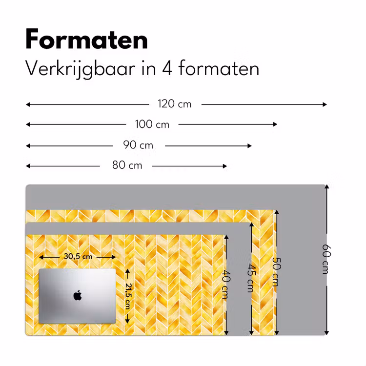 Visgraat - Aquarel - Patronen - Goudgeel Muismat XXL klein 681 -sfeer5