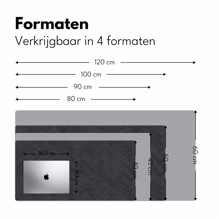 Visgraat - Wandtegel - Donkergrijs Muismat XXL klein 681 -sfeer5