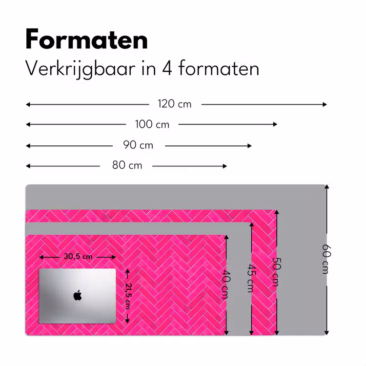 Visgraat - Wandtegel - Fuchsia - Roze Muismat XXL klein 681 -sfeer5