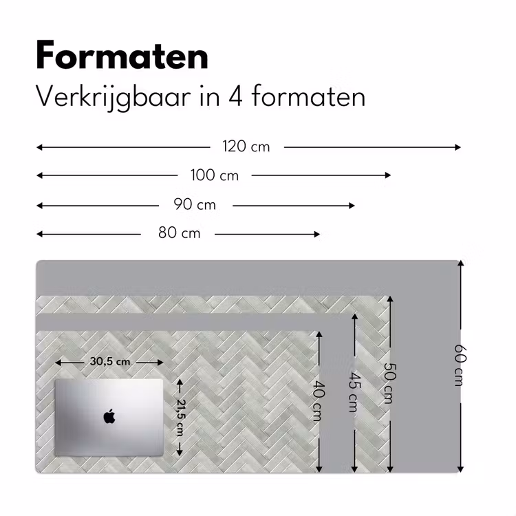 Visgraat - Wandtegel - Grijs Muismat XXL klein 681 -sfeer5