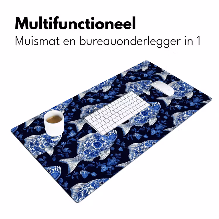 Vissen - Bloemen - Blauw Muismat XXL klein 681 -sfeer4