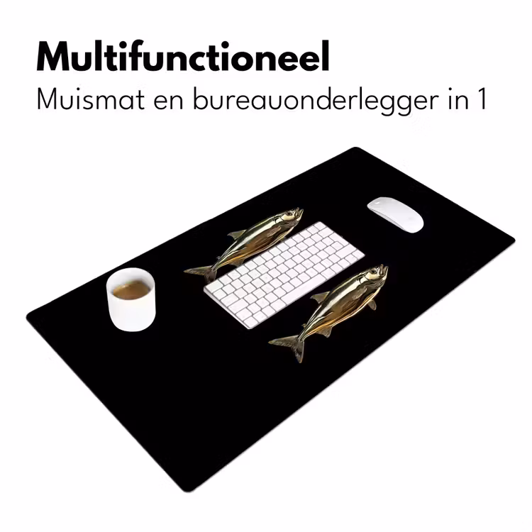 Vissen - Goud - Zwart Muismat XXL klein -sfeer4