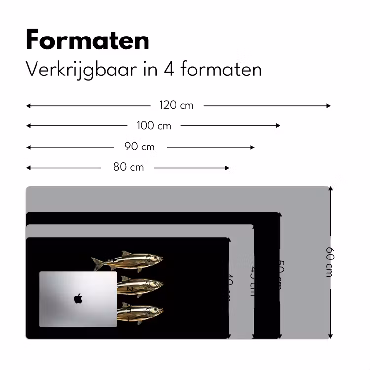 Vissen - Goud - Zwart Muismat XXL klein -sfeer5