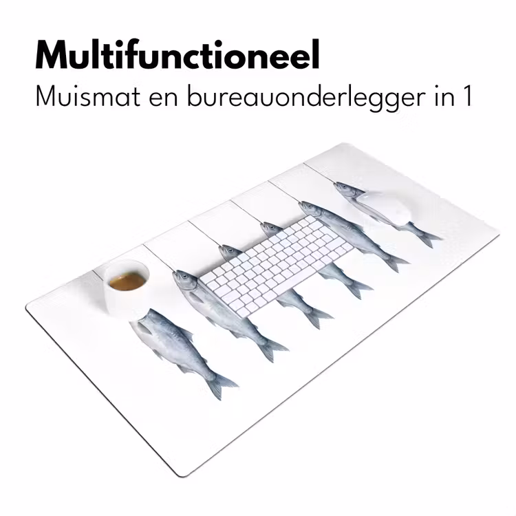 Vissen - Illustratie - Delfts - Blauw Muismat XXL klein -sfeer4