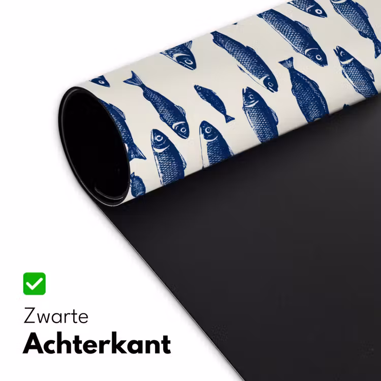 Vissen - Patroon - Blauw - Wit Muismat XXL klein 681 -sfeer2