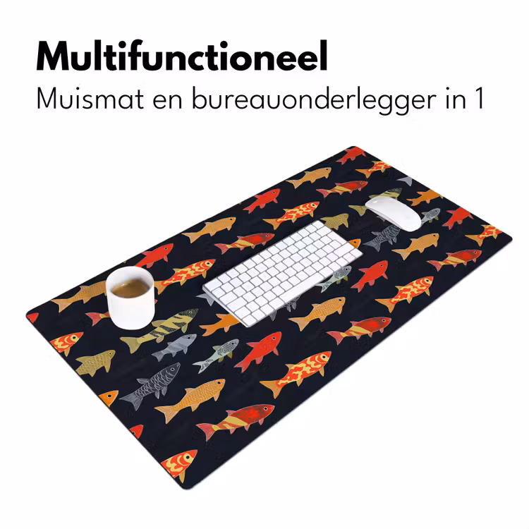 Vissen - Patroon - Kleurrijk Muismat XXL klein 681 -sfeer4