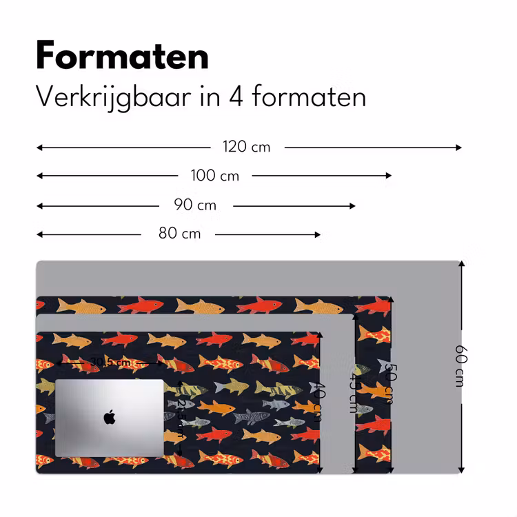 Vissen - Patroon - Kleurrijk Muismat XXL klein 681 -sfeer5