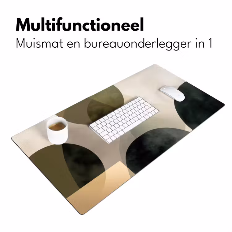 Vlakken - Abstract - Beige - Cirkels Muismat XXL klein -sfeer4