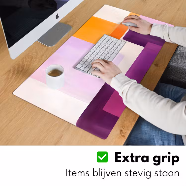 Vlakken - Abstract - Rechthoekig - Oranje Muismat XXL klein -sfeer3