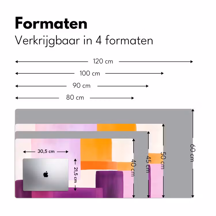 Vlakken - Abstract - Rechthoekig - Oranje Muismat XXL klein -sfeer5