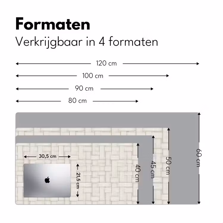 Vlechtwerk - Banen - Beige Muismat XXL klein 681 -sfeer5