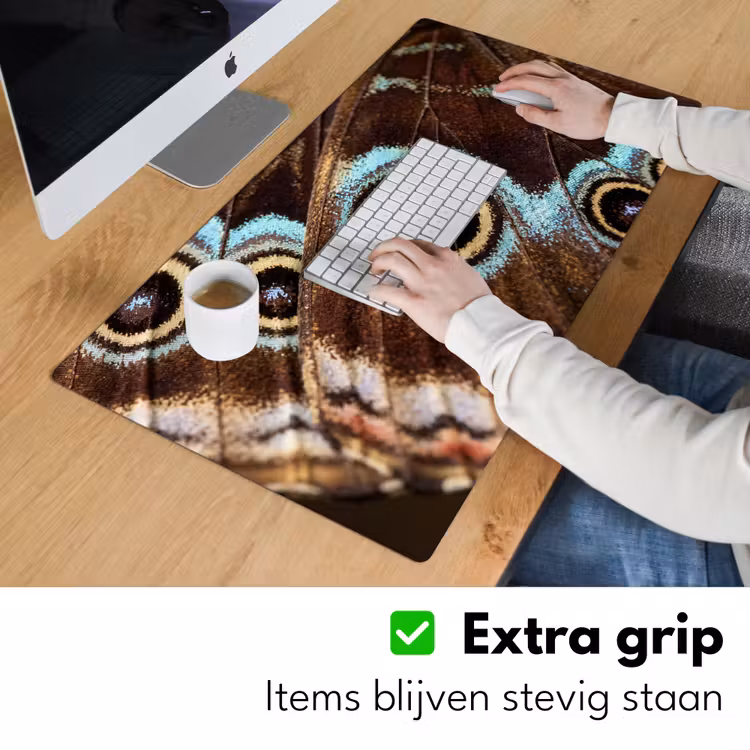 Vleugels - Vlinder - Blauw Muismat XXL klein -sfeer3