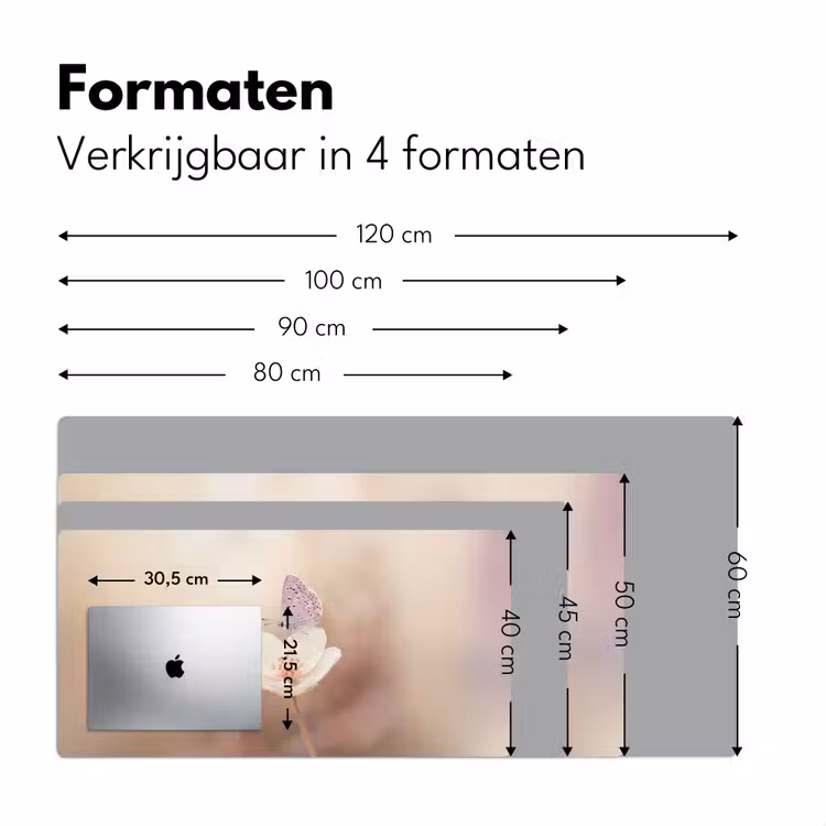 Vlinder - Bloem - Blauw Muismat XXL klein -sfeer5