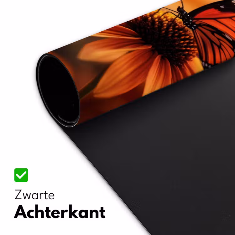 Vlinder - Bloemen - Oranje Muismat XXL klein -sfeer2
