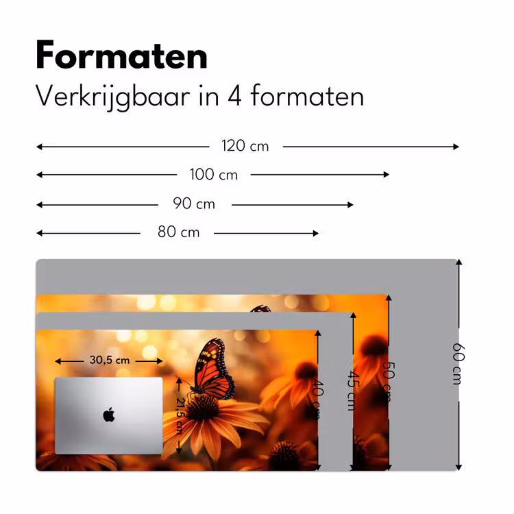 Vlinder - Bloemen - Oranje Muismat XXL klein -sfeer5